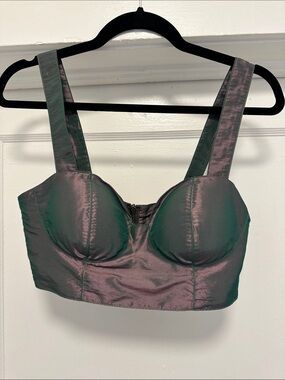 AFRM Iridescent Green and Purple Longline Bustier Top
